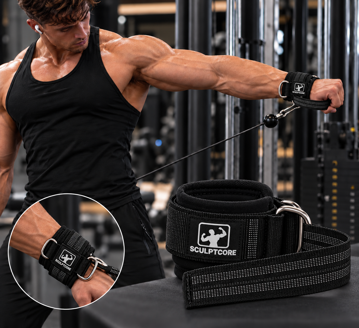 SCULPTCORE Cable Wrist & Ankle Strap for cable training