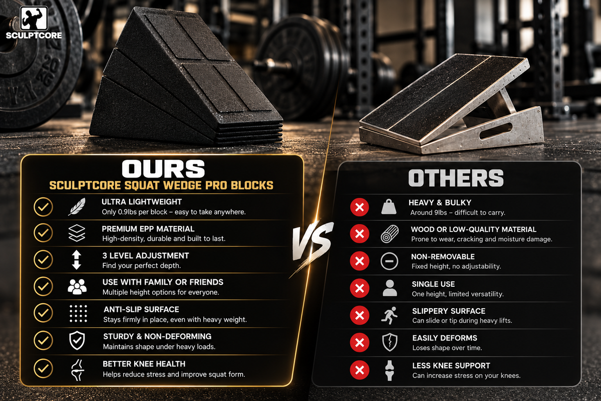 SCULPTCORE Squat Wedge Pro Blocks compared with other squat wedges