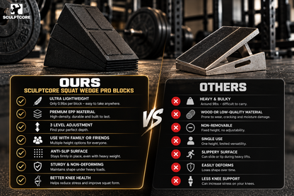 SCULPTCORE Squat Wedge Pro Blocks compared with other squat wedges